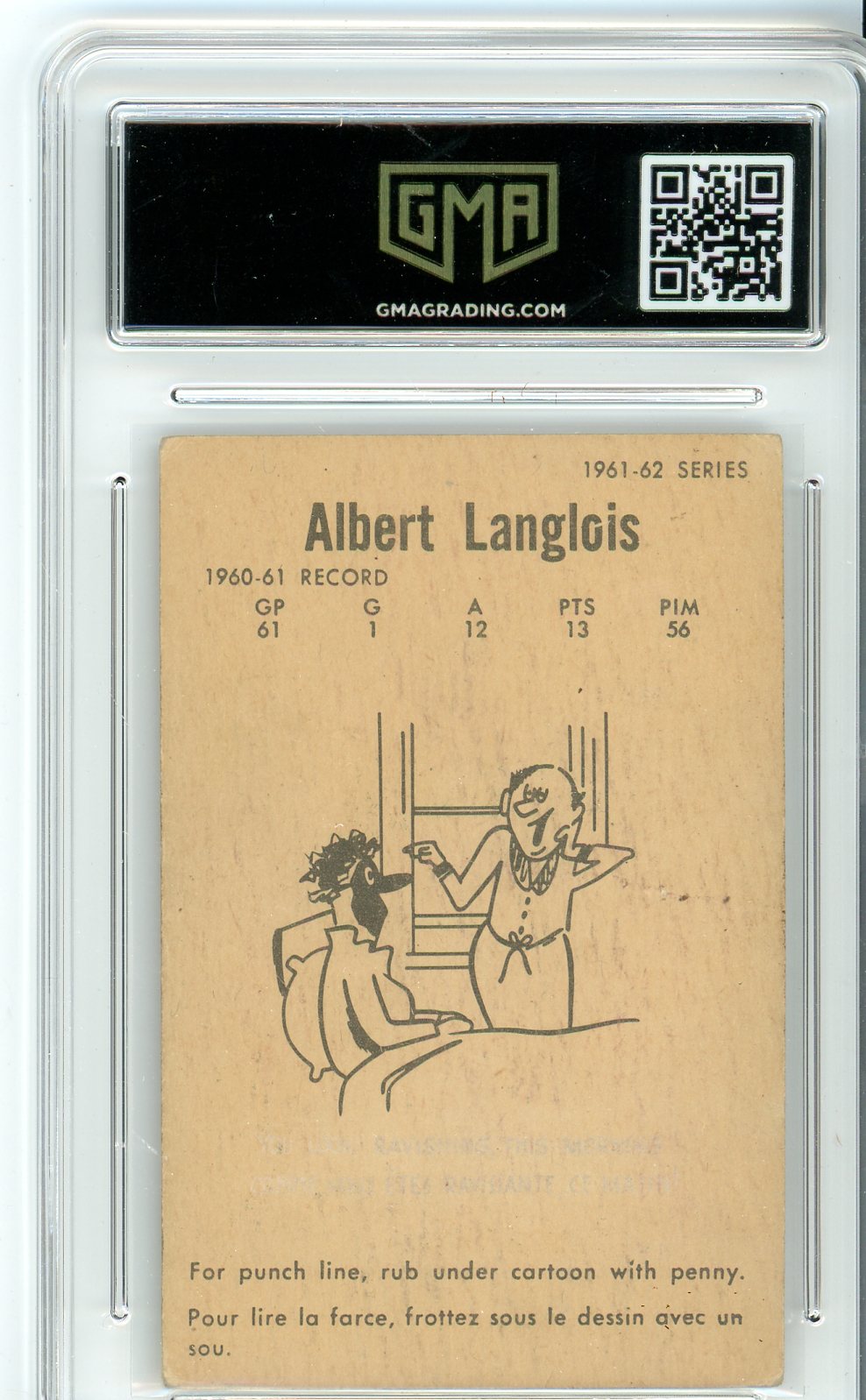 1961 Parkhurst Albert Langlois #37 Graded Card GMA 3