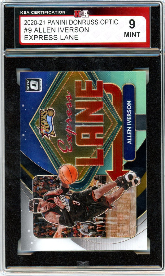 2020/21 Panini Donruss Optic Allen Iverson Express Lane Graded Card #9 KSA 9