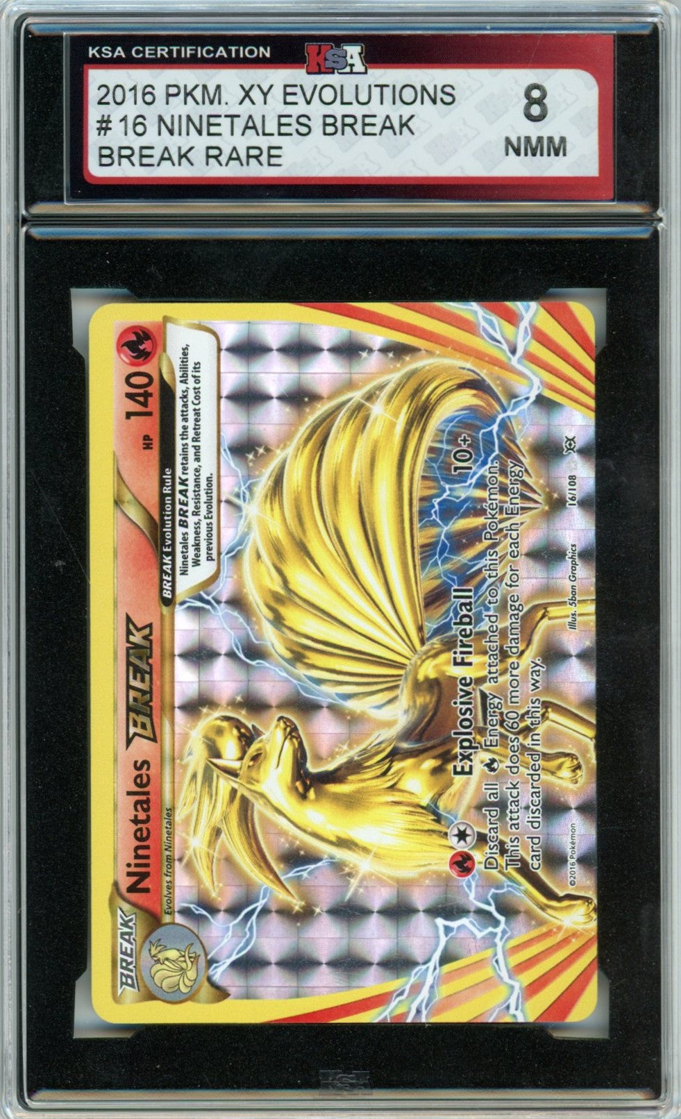 2016 Pokemon X & Y Evolutions Ninetales Break Graded Card KSA 8 Break Rare