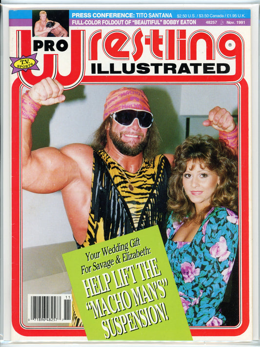 Pro Wrestling Illustrated Vintage Magazine (November, 1991) Randy Savage, Miss Elizabeth