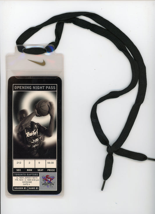 Toronto Raptors vs. New Jersey Nets Vintage Opening Night Pass in Holder Skydome (Toronto, 1995)