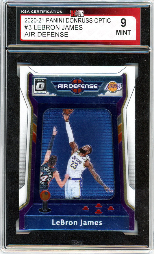 2020/21 Panini Donruss Optic LeBron James Air Defense Graded Card #3 KSA 9