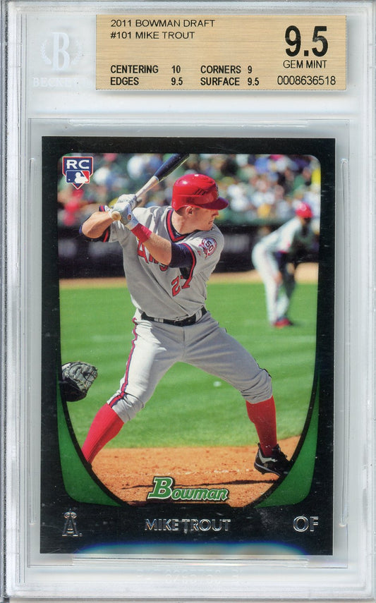 2011 Bowman Draft Mike Trout #101 Graded Rookie Card BGS 9.5