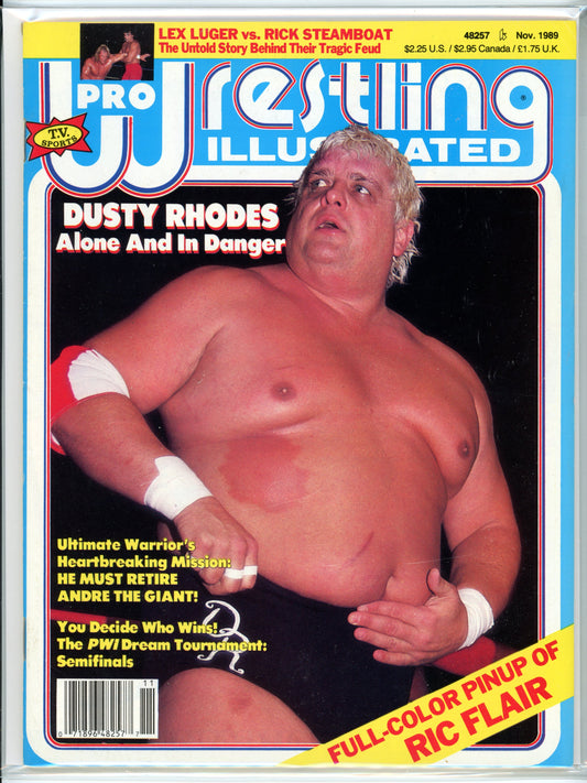 Pro Wrestling Illustrated Vintage Magazine (November, 1989) Dusty Rhodes Cover, Ric Flair Pinup