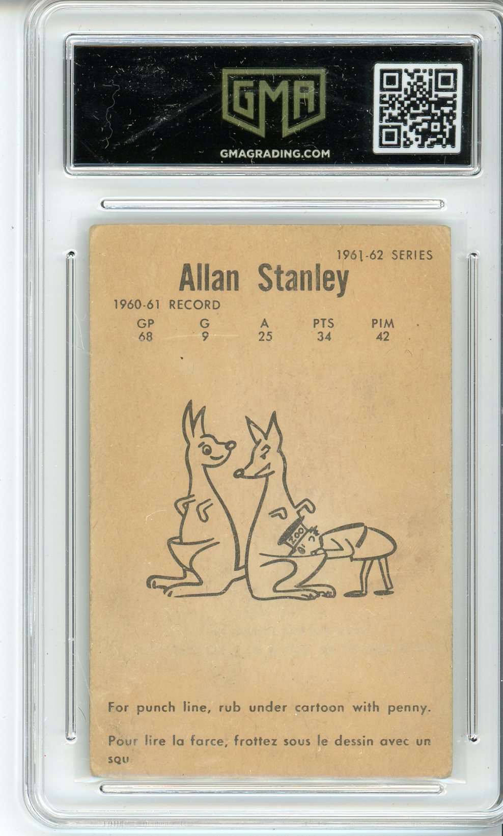 1961 Parkhurst Allan Stanley #16 Graded Card GMA 4