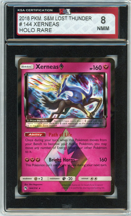 2018 Pokemon Sun & Moon Lost Thunder Xerneas Graded Card KSA 8 Holographic Rare