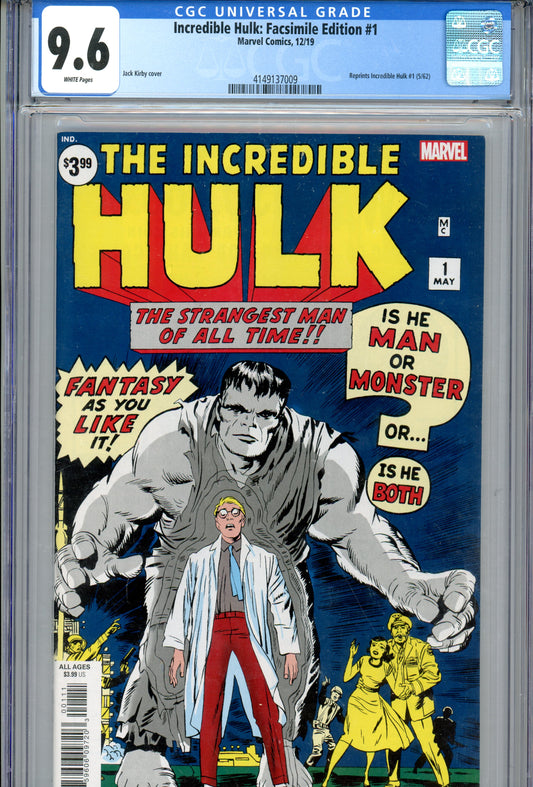 2019 Incredible Hulk: Facsimile Edition #1 Graded Comic Book Jack Kirby Cover CGC 9.6