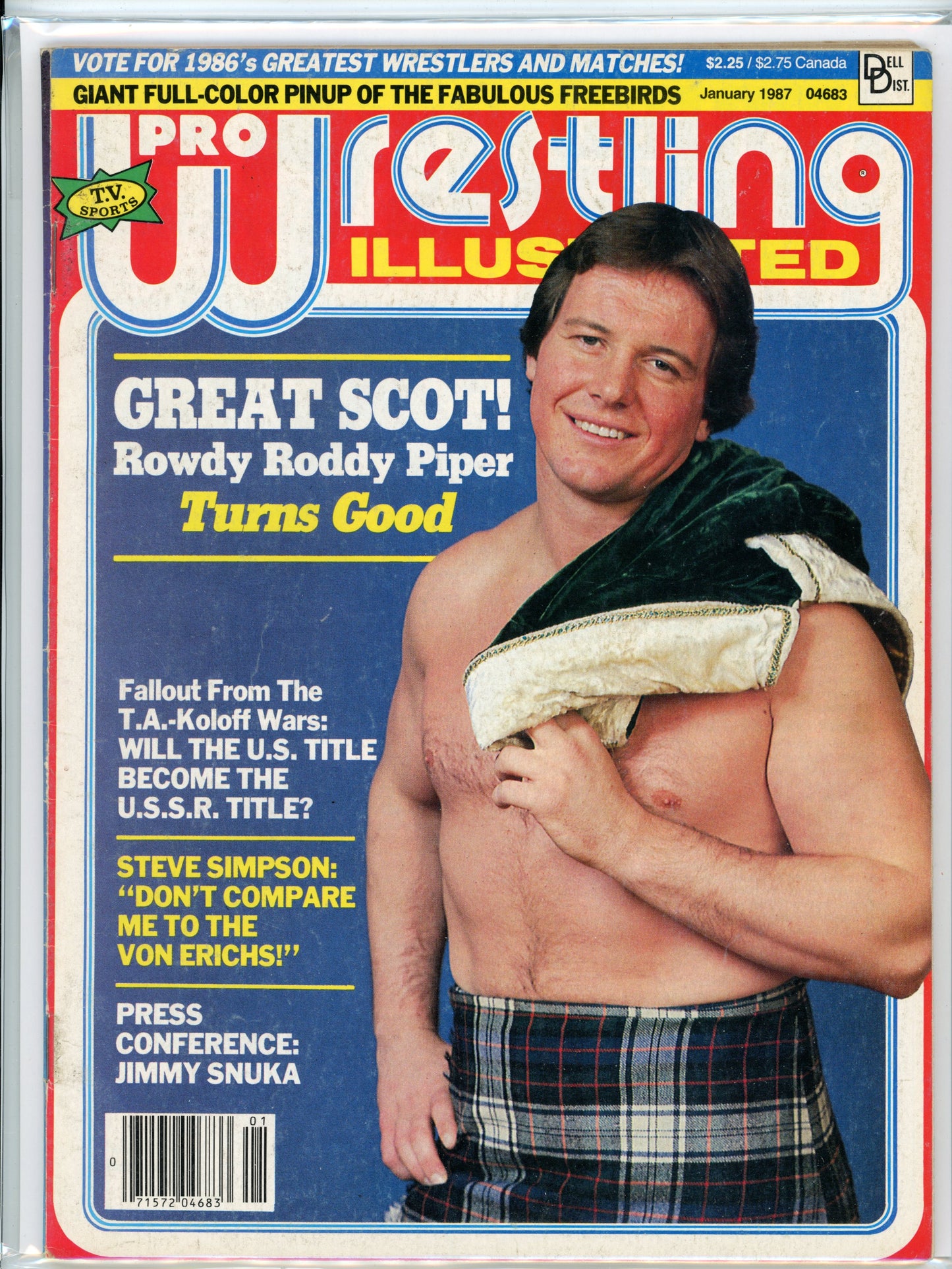 Pro Wrestling Illustrated Vintage Magazine (January, 1987) "Rowdy" Roddy Piper