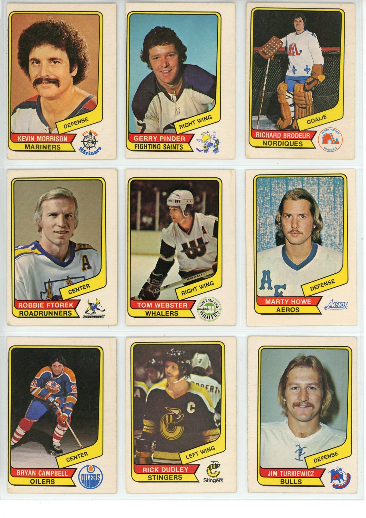 1976/77 O-Pee-Chee WHA Hockey Trading Card Complete Set (132 Cards) - EX/EX+