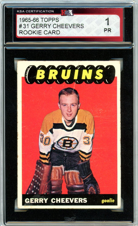 1965/66 Topps Gerry Cheevers Graded Hockey Rookie Card KSA 1