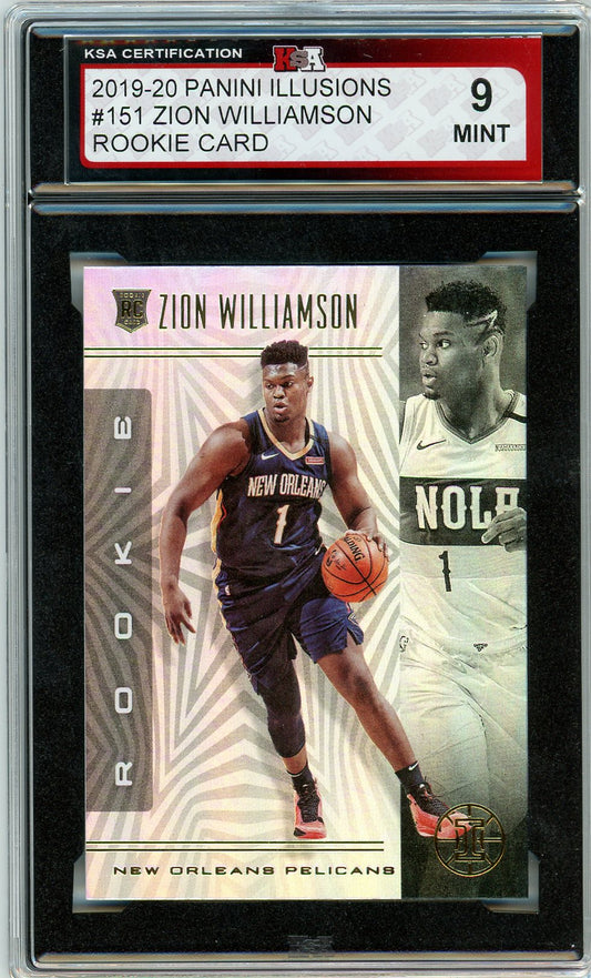 2019/20 Panini Illusions Zion Williamson Graded Rookie Card #151 KSA 9