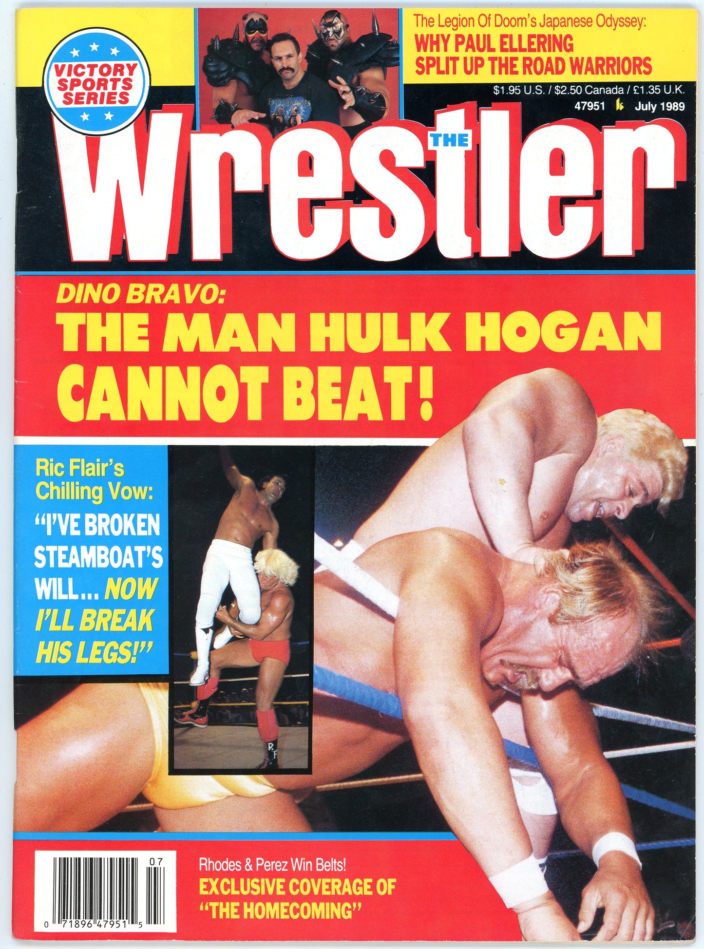 The Wrestler Vintage Wrestling Magazine (July, 1989) Dino Bravo, Hulk Hogan