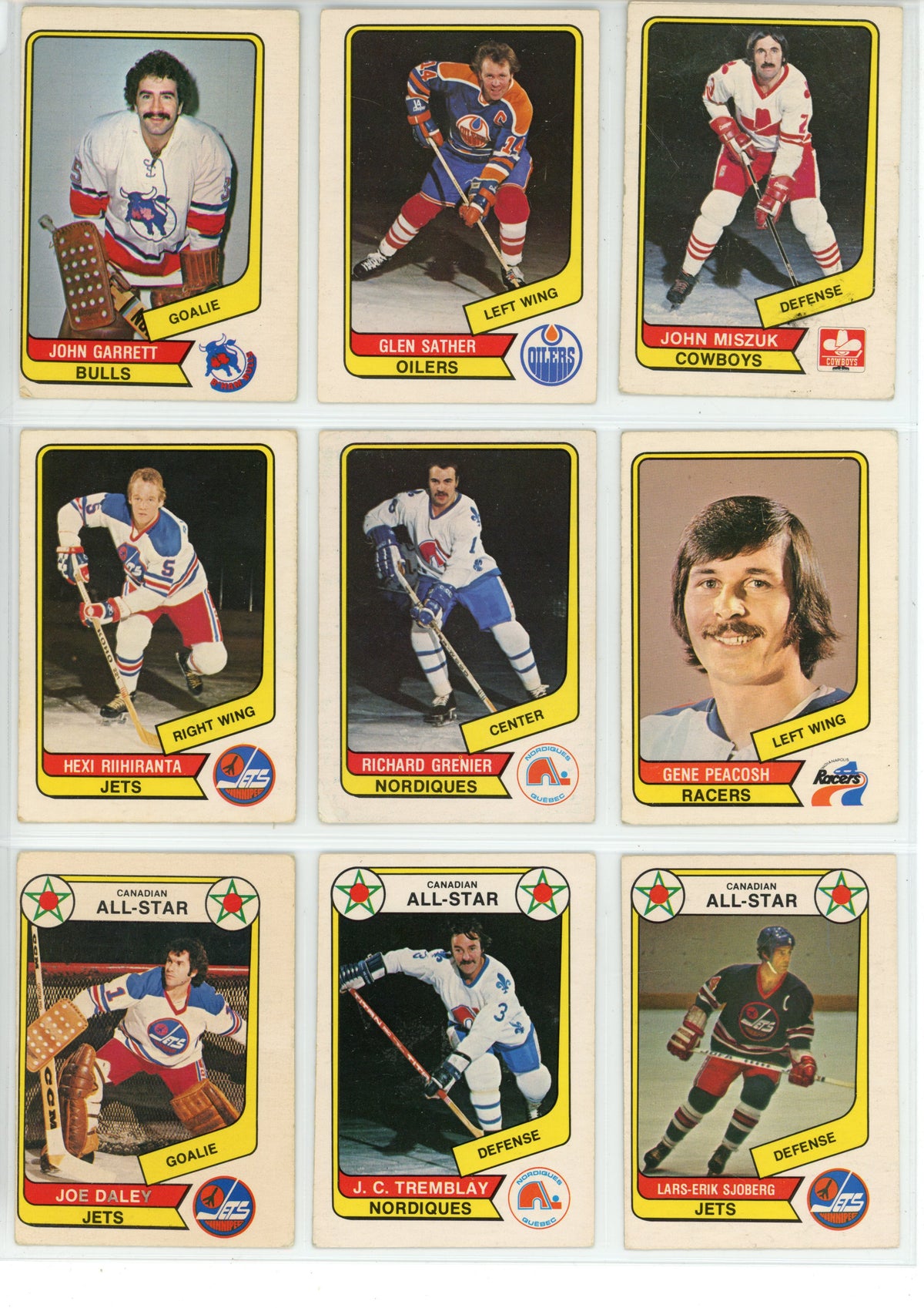 1976/77 O-Pee-Chee WHA Hockey Trading Card Complete Set (132 Cards) - EX/EX+