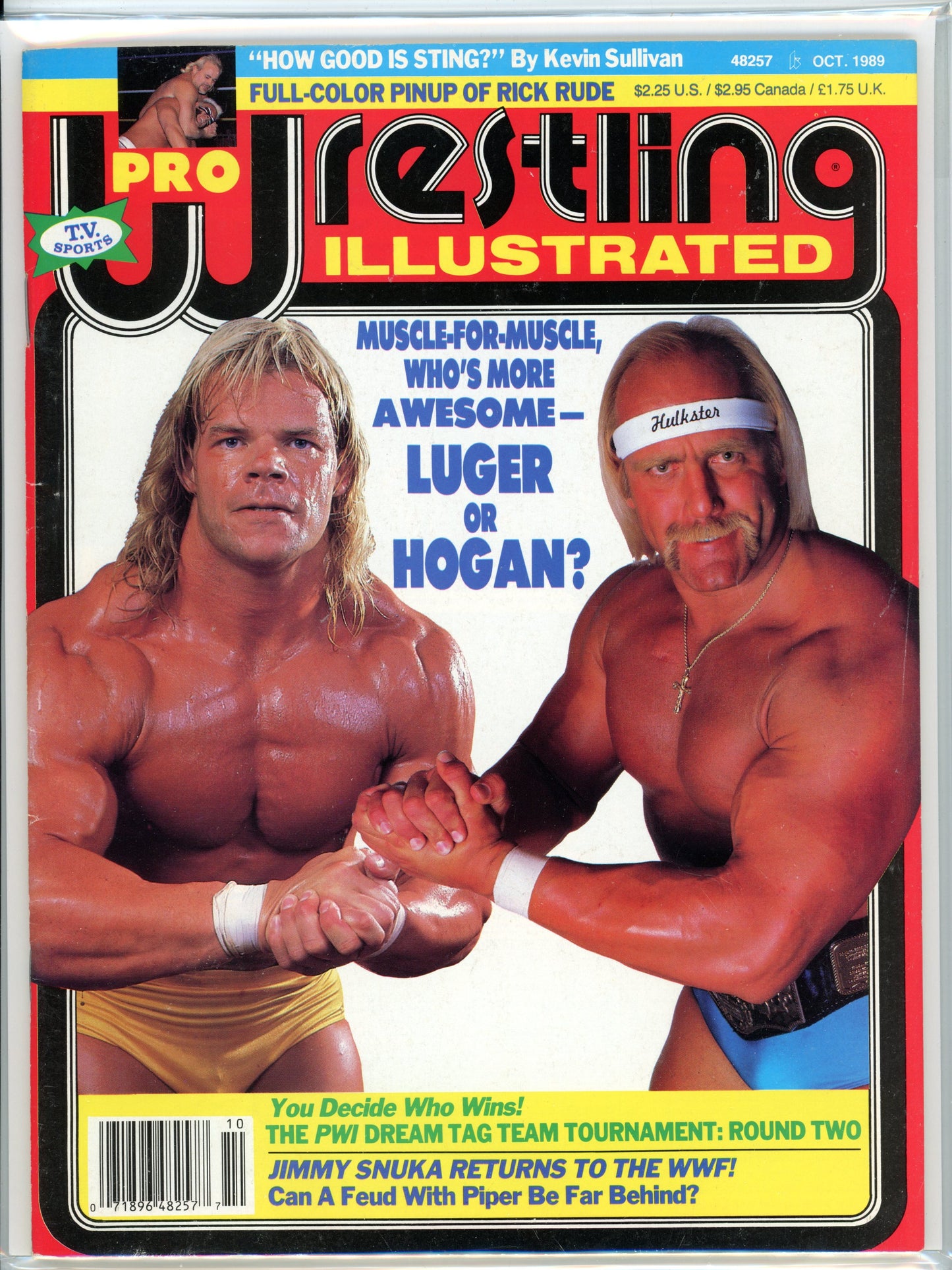 Pro Wrestling Illustrated Vintage Magazine (October, 1989) Lex Luger, Hulk Hogan