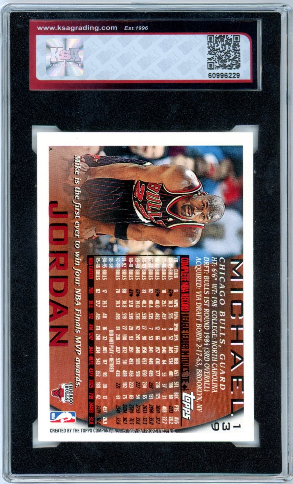 1996/97 Topps Michael Jordan #139 Graded Basketball Card KSA 8.5