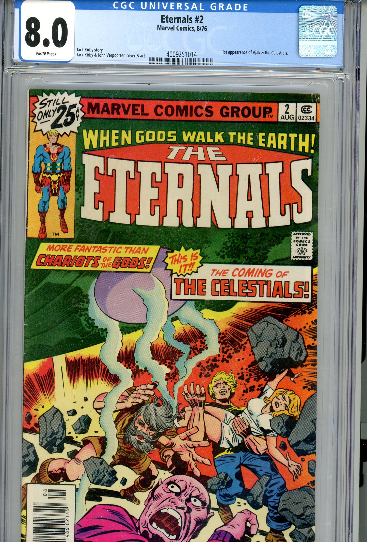 1976 Eternals #2 Graded Comic Book Jack Kirby / John Verpoorten Cover CGC 8.0