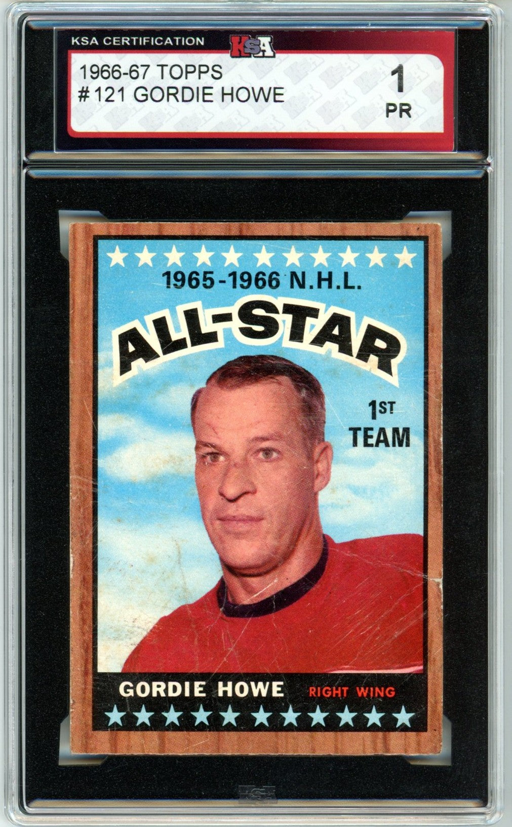 1966/67 Topps Gordie Howe All-Star #121 Graded Hockey Card KSA 1