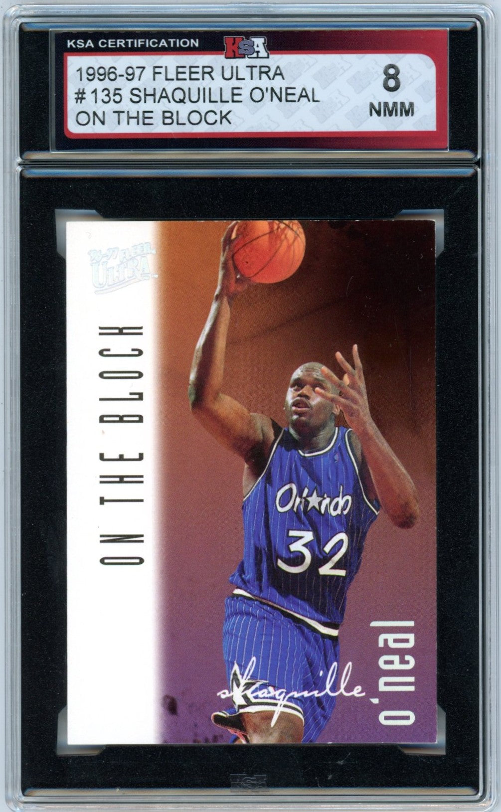 1996/97 Fleer Ultra Shaquille O'Neal #135 On the Block Graded Basketball Card KSA 8