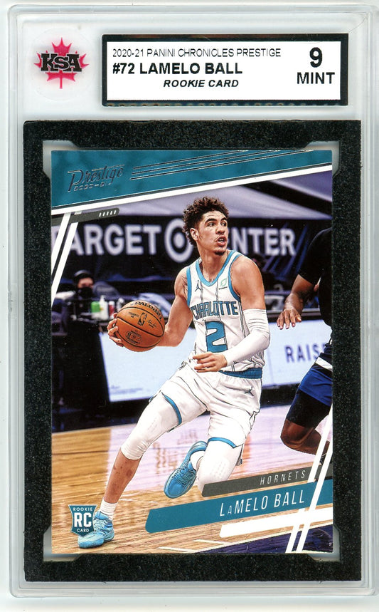 2020/21 Panini Chronicles Prestige Lamelo Ball Graded Rookie Card #72 KSA 9