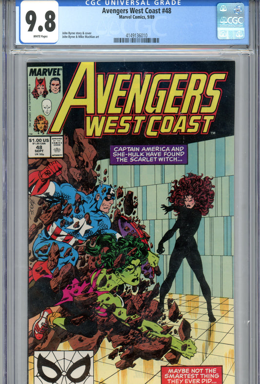 1989 Avengers West Coast #48 Graded Comic Book John Byrne Cover CGC 9.8