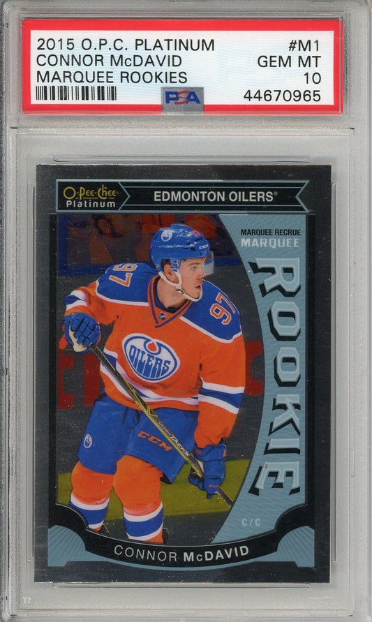 2015 O-Pee-Chee Platinum Connor McDavid Graded Rookie Card PSA 10