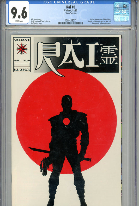 1992 Rai #0 Graded Comic Book Jim Shooter Cover, David Lapham / Tom Ryder Art CGC 9.6