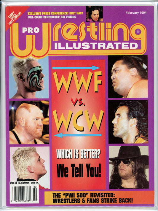 Pro Wrestling Illustrated Vintage Magazine (February, 1994) WWF vs. WCW