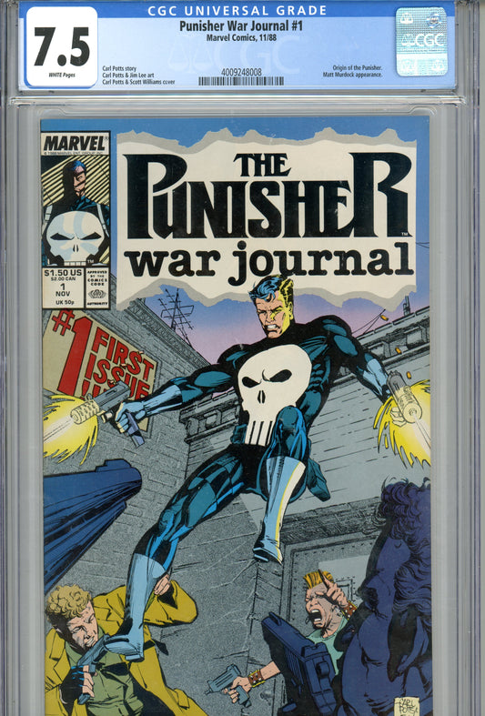 1988 Punisher War Journal #1 Graded Comic Book Carl Potts / Scott Williams Cover CGC 7.5