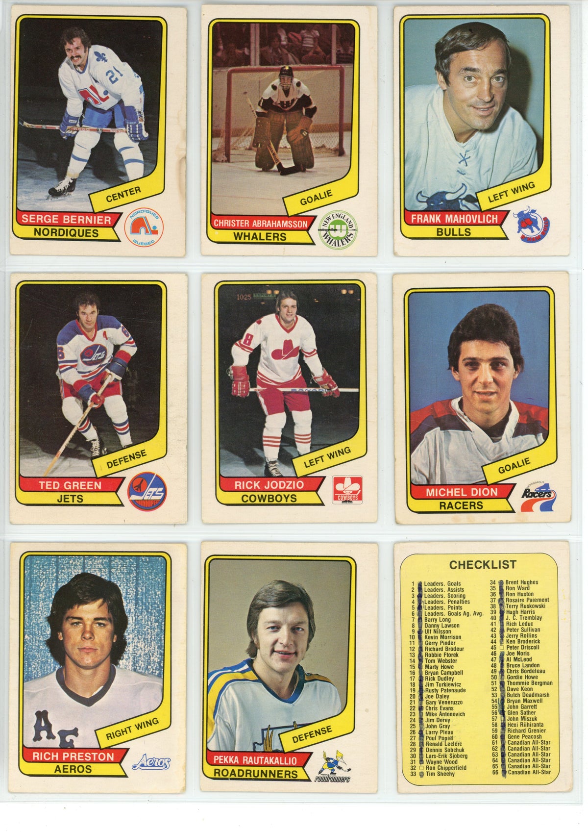 1976/77 O-Pee-Chee WHA Hockey Trading Card Complete Set (132 Cards) - EX/EX+