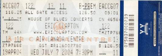 Eric Clapton Vintage Concert Ticket Stub Air Canada Centre (Toronto, 2004)