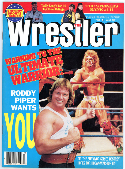 The Wrestler Vintage Wrestling Magazine (March, 1991) Ultimate Warrior, Roddy Piper