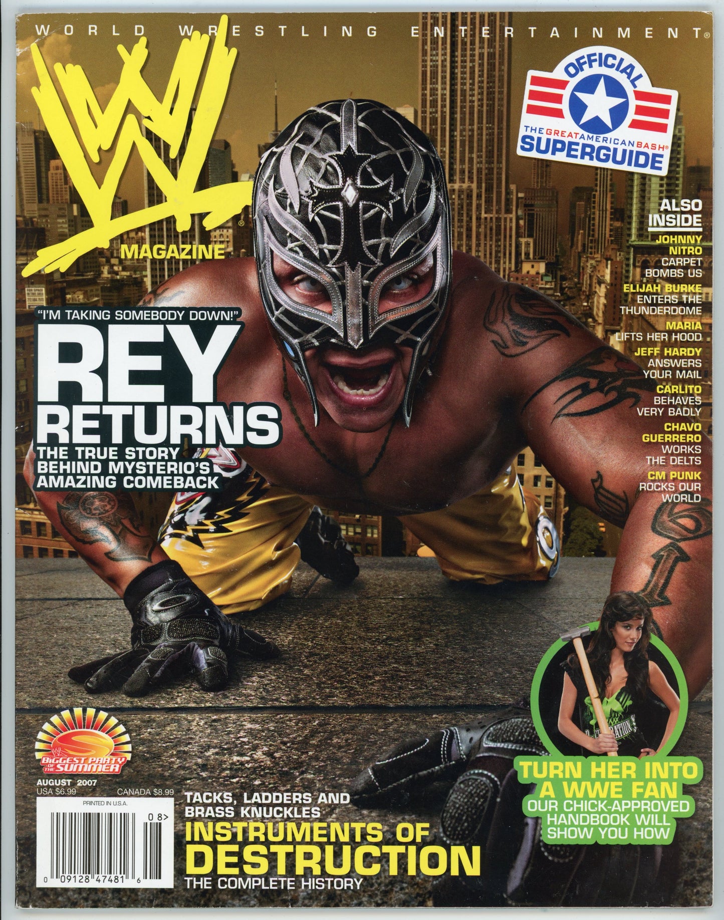 WWE Vintage Wrestling Magazine (August 2007) Rey Mysterio Cover