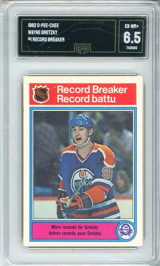 1982 OPC Wayne Gretzky #1 Record Breaker Card GMA 6.5