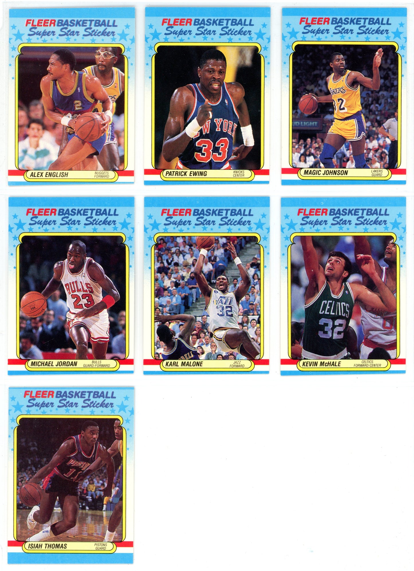 1988/89 Fleer NBA Basketball Card Complete Set (132 Cards) + 11 Stickers Set Pippen, Rodman Rookie