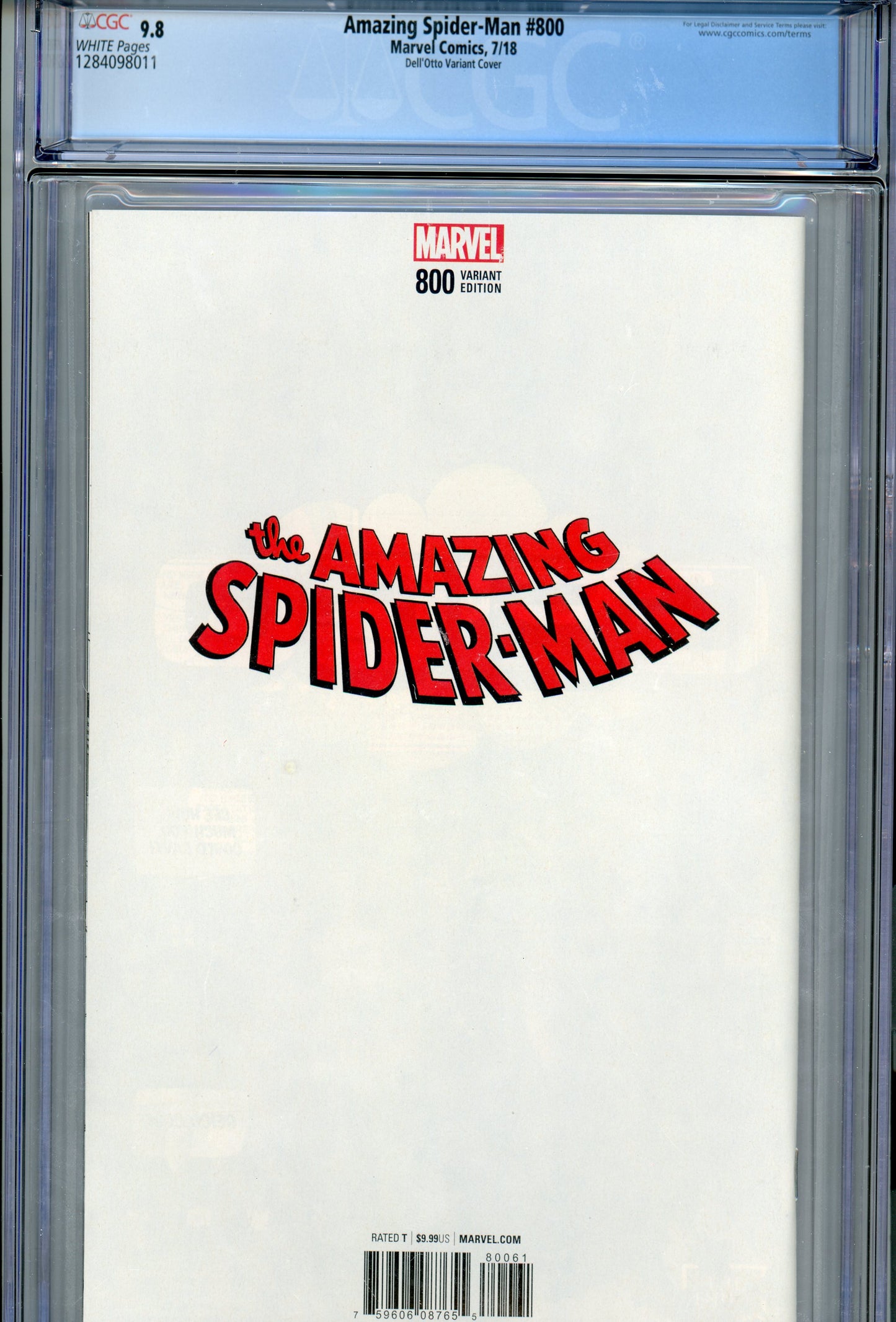 2018 The Amazing Spider-Man #800 Graded Comic Book Gabriele Dell'Otto Variant Cover CGC 9.8