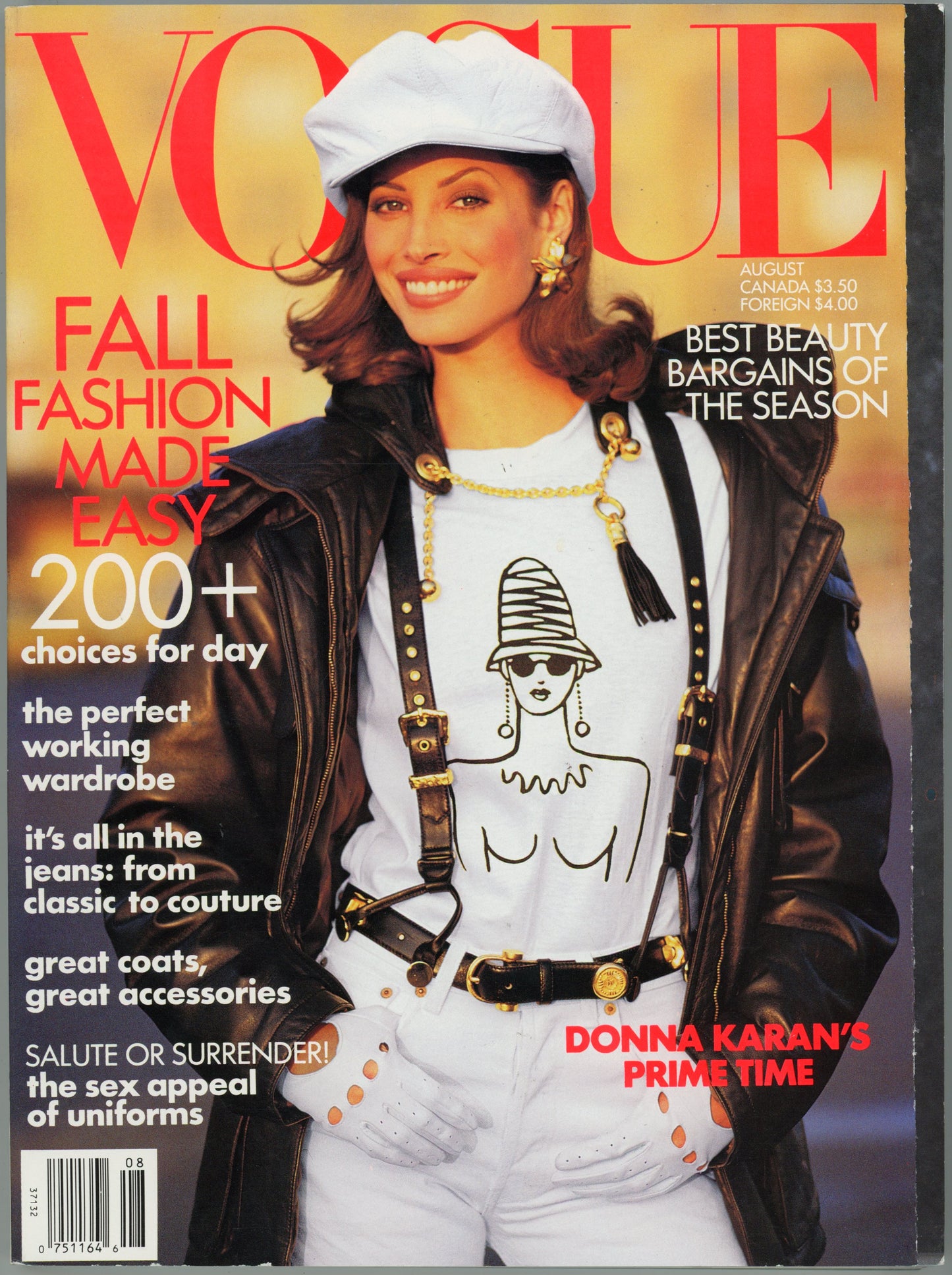 Vogue Vintage Fashion Magazine (August, 1992) VG Condition Christy Turlington