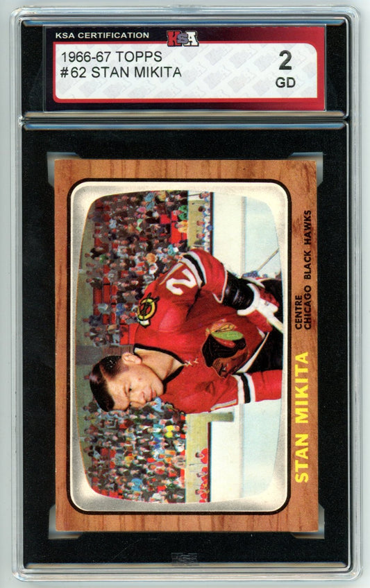 1966/67 Topps Stan Mikita #62 Graded Hockey Card KSA 2