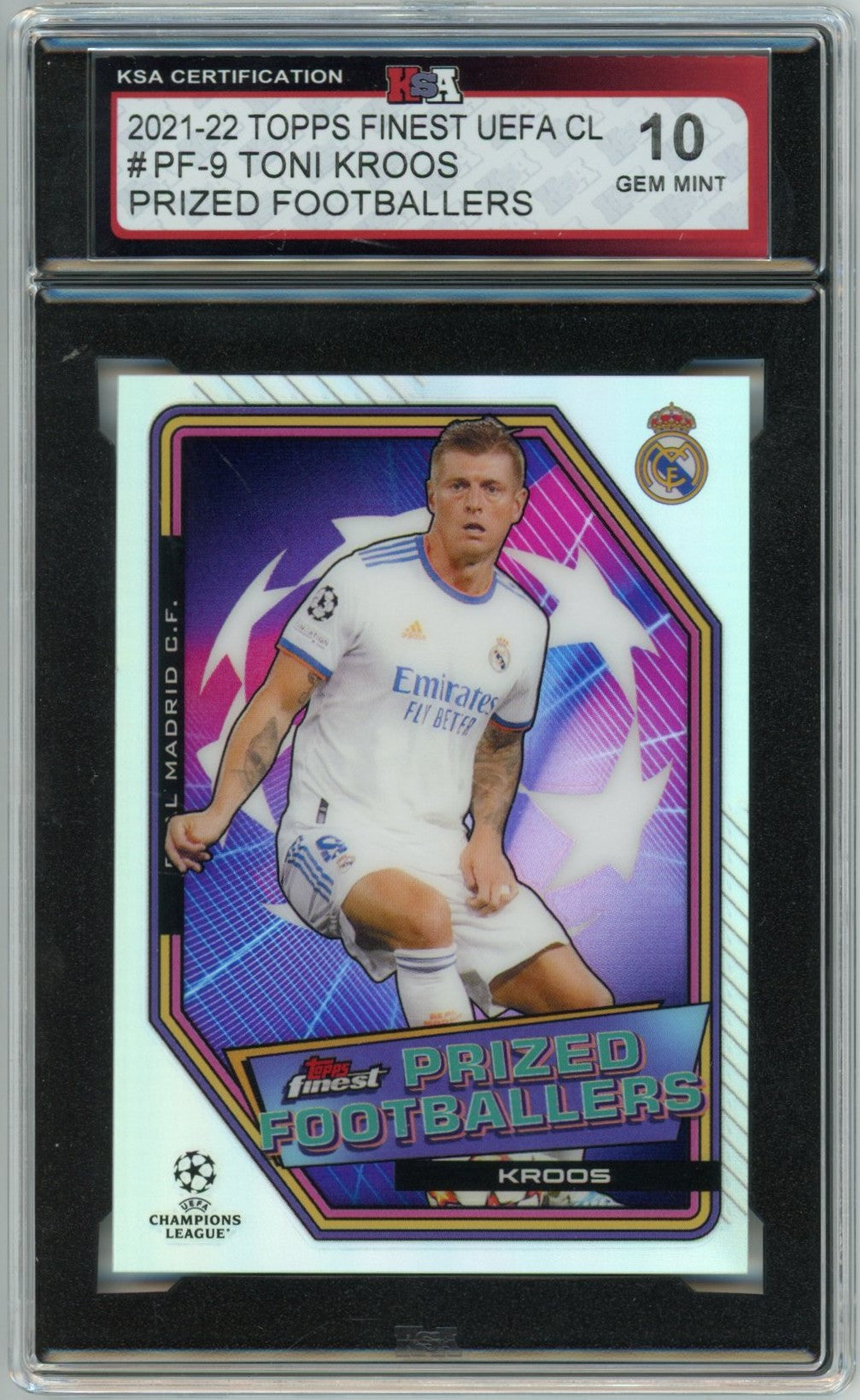 2021/22 Topps Finest UEFA Champions League Toni Kroos Prized Footballers Graded Soccer Card KSA 10