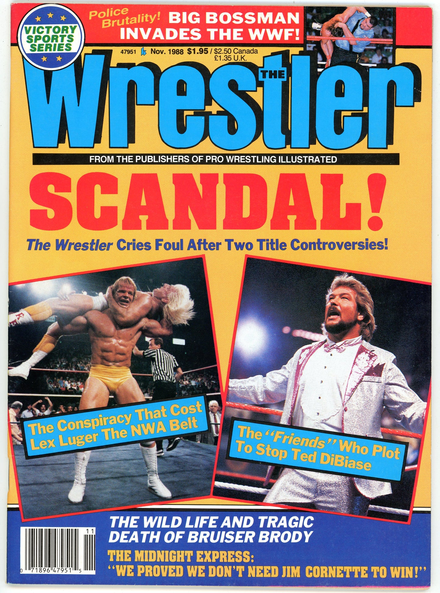 The Wrestler Vintage Wrestling Magazine (November, 1988) Lex Luger, Ted DiBiase