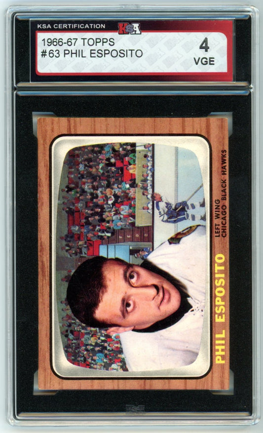 1966/67 Topps Phil Esposito #63 Graded Hockey Card KSA 4