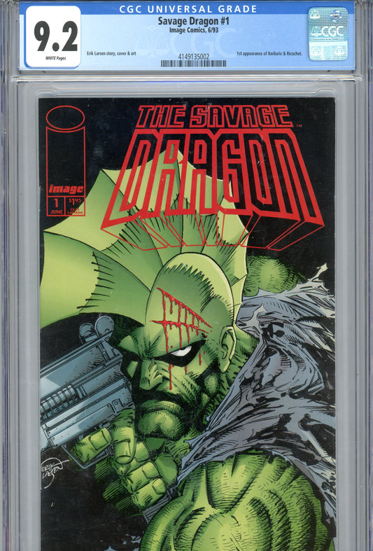 1993 Image Comics The Savage Dragon #1 Graded Comic Book Erik Larsen Cover / Art / Story CGC 9.2