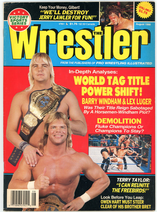 The Wrestler Vintage Wrestling Magazine (August, 1988) Barry Windham, Lex Luger