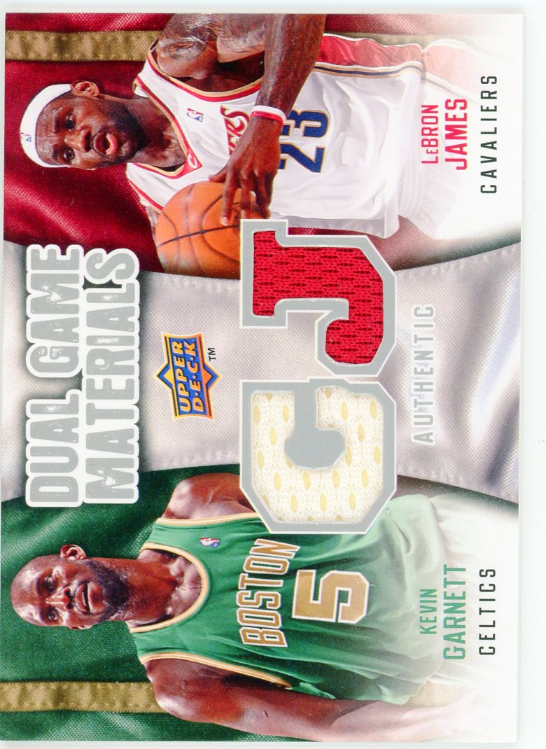 2009-10 Upper Deck Dual Game Materials Kevin Garnett/LeBron James Jersey Card