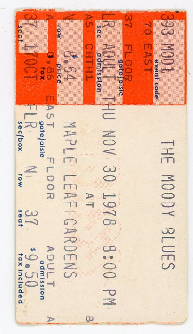 The Moody Blues Vintage Concert Ticket Maple Leaf Gardens (Toronto, 1978)