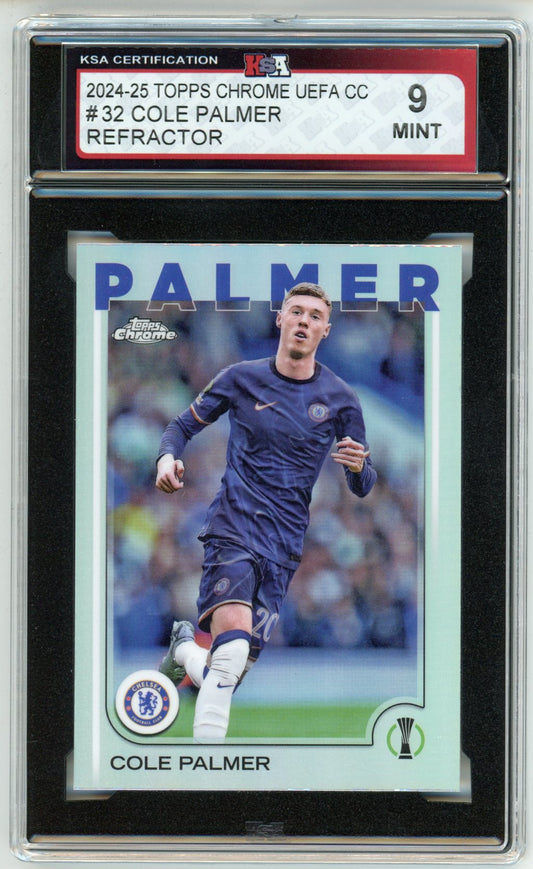 2024/25 Topps Chrome UEFA Champions League Cole Palmer Refractor Graded Soccer Card KSA 9