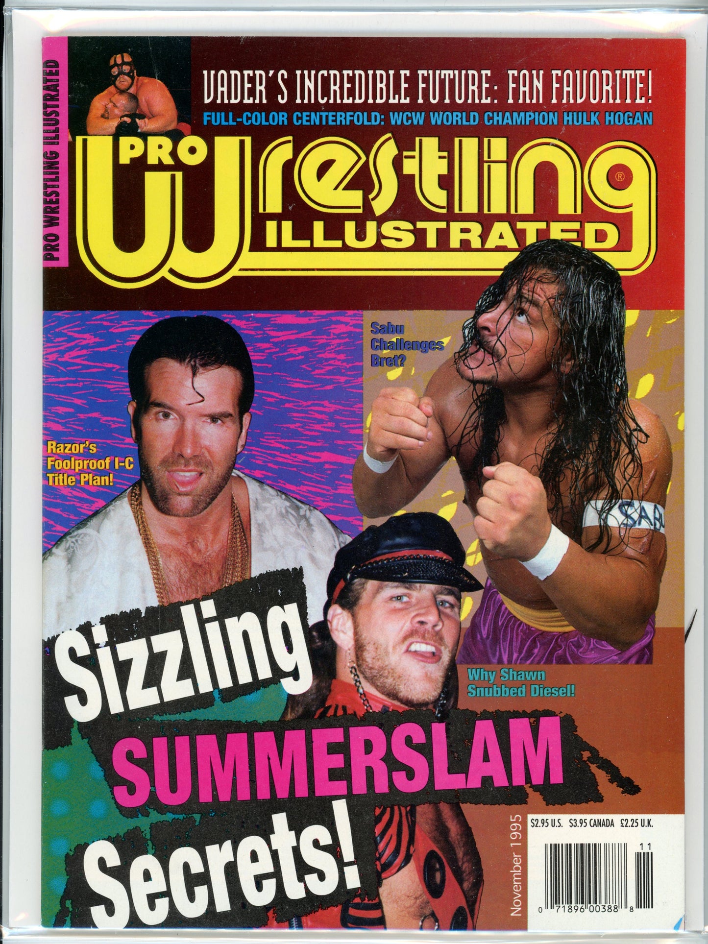 Pro Wrestling Illustrated Vintage Magazine (November, 1995) Razor Ramon, Sabu, Shawn Michaels