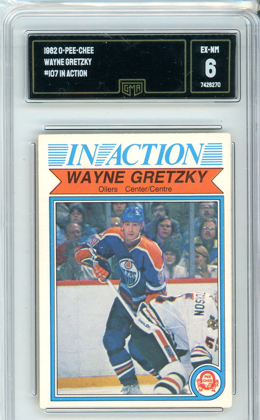 1982 OPC Wayne Gretzky #107 In Action Card GMA 6