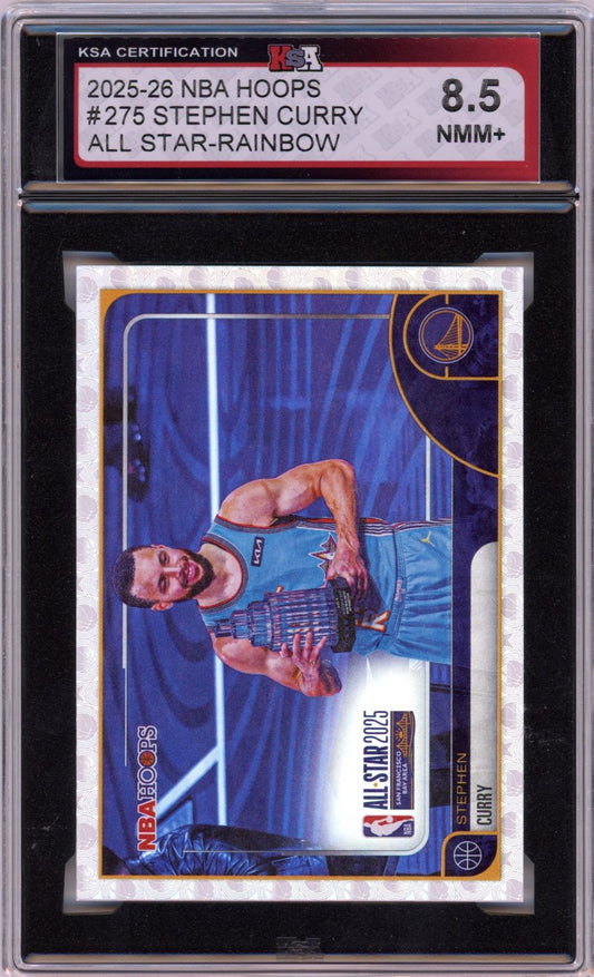 2025/26 NBA Hoops Stephen Curry All Star Rainbow Graded Basketball Rookie Card KSA 8.5