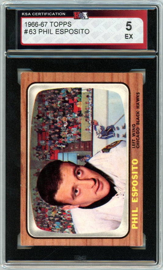 1966/67 Topps Phil Esposito Graded Hockey Card KSA 5