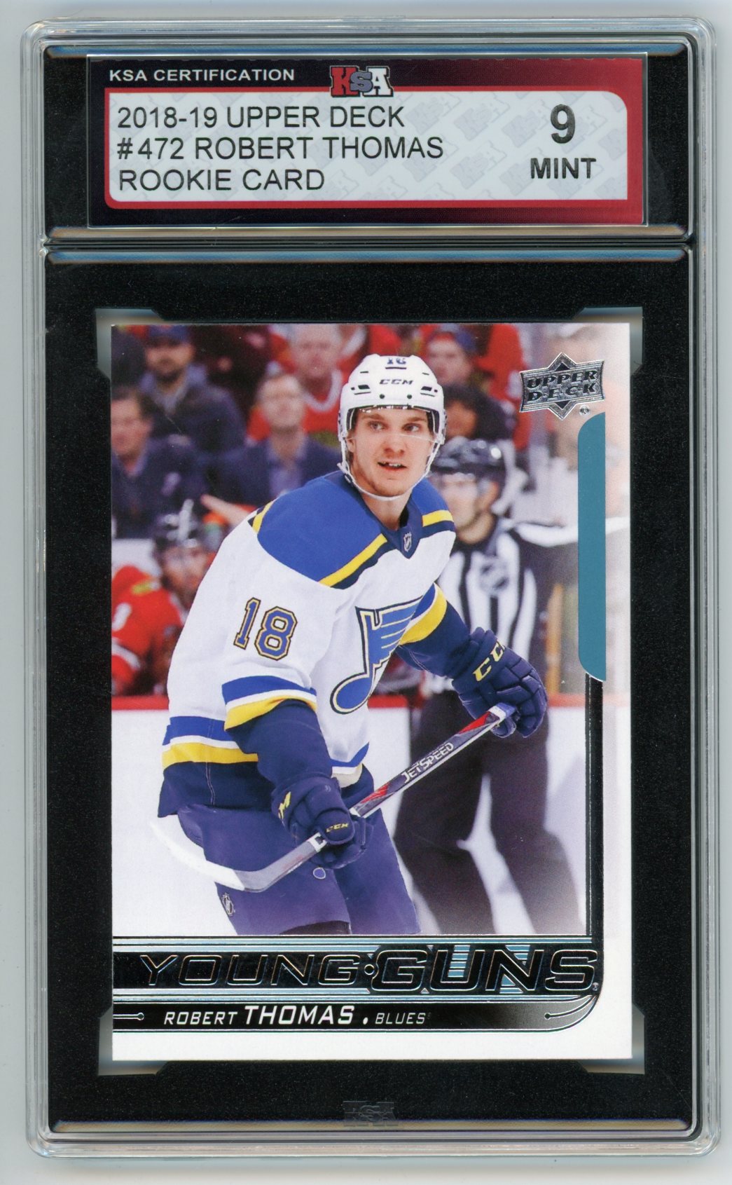 2018/19 Upper Deck Robert Thomas Young Guns Graded Rookie Card #472 KSA 9